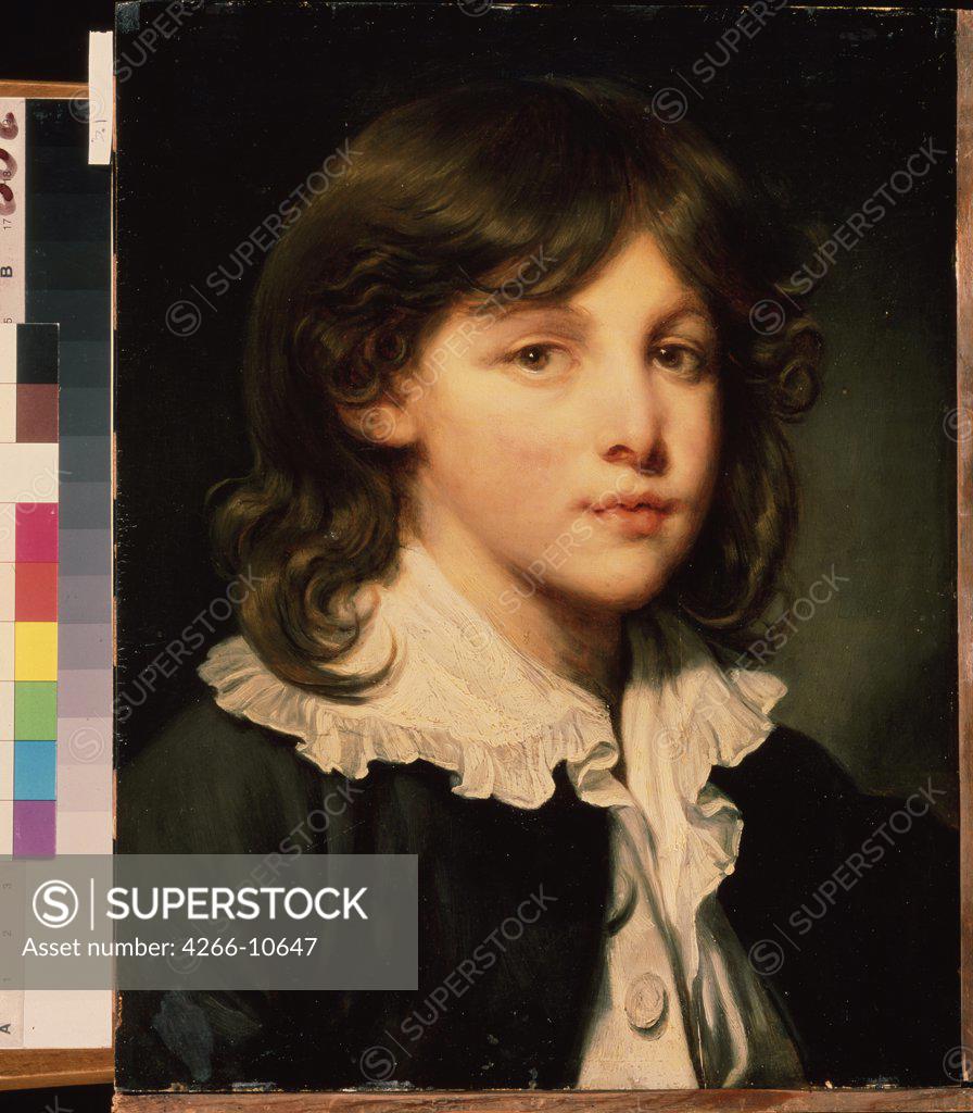 Stock Photo: 4266-10647 Portrait of teenage boy by French master, oil on canvas, 18th century, Russia, Moscow, State A. Pushkin Museum of Fine Arts, 42x53