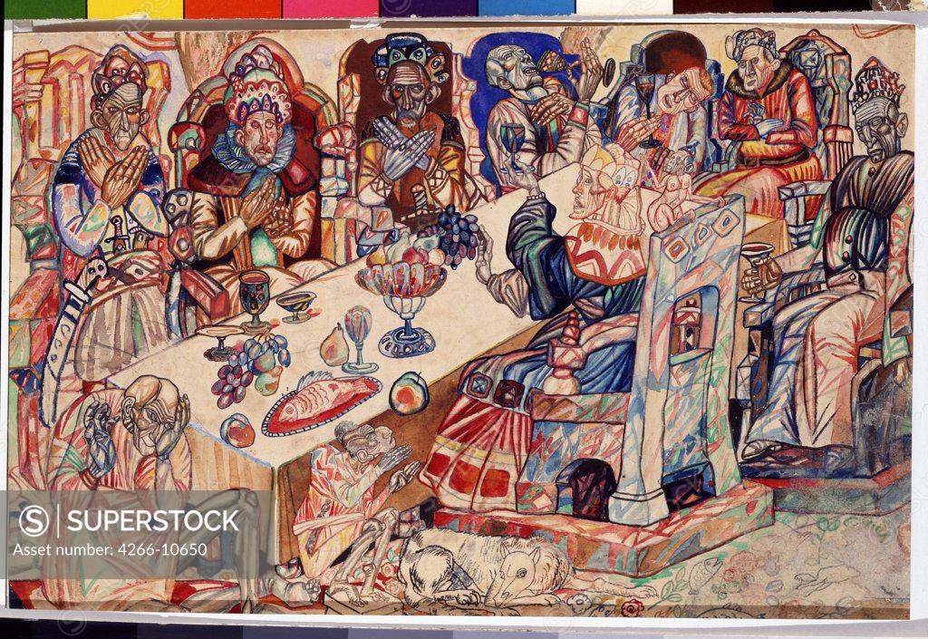 Stock Photo: 4266-10650 Filonov, Pavel Nikolayevich (1883-1941) State Russian Museum, St. Petersburg 1912 21x32 Pen, ink, watercolour on paper Russian avant-garde Russia Mythology, Allegory and Literature 