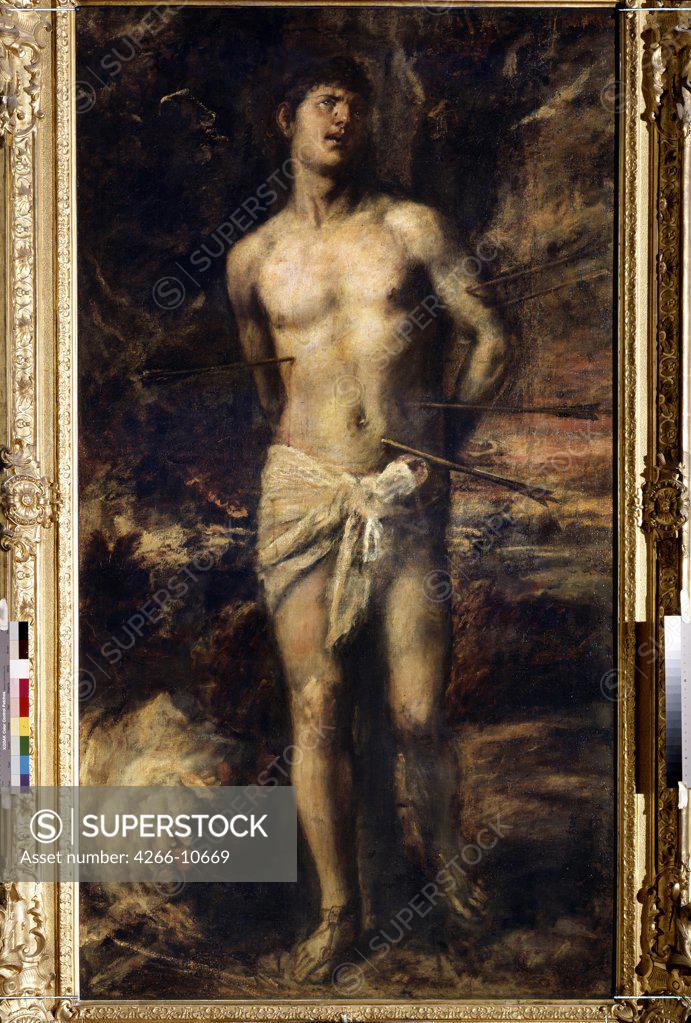 Stock Photo: 4266-10669 Saint Sebastian by Titian, oil on canvas, circa 1570, 1488-1576, Russia, St. Petersburg, State Hermitage, 210x115, 5