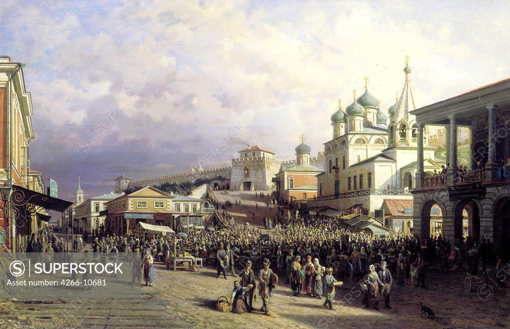 Stock Photo: 4266-10681 People on street by Pyotr Petrovich Vereshchagin, oil on canvas, 1872, 1836-1886, Russia, Moscow, State Tretyakov Gallery, 90x140, 2