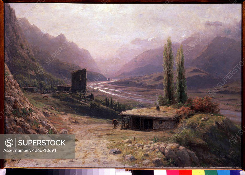 Stock Photo: 4266-10691 Landscape with mountains by anonymous painter, painting, Russia, Moscow, State Tretyakov Gallery, 52, 5x75, 5