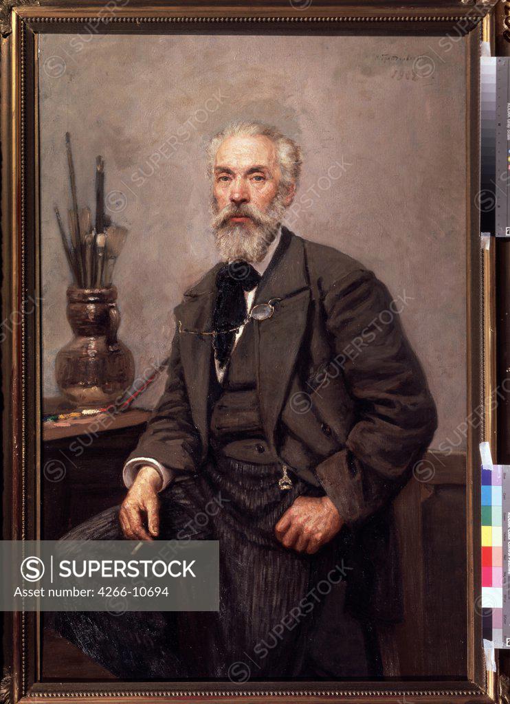 Stock Photo: 4266-10694 Konstantin Savitsky by Nikolai Karlovich Grandkovsky, Oil on canvas, 1902, 1864-1907, Russia, Moscow, State Tretyakov Gallery, 133x84, 5