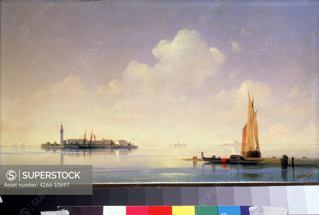Stock Photo: 4266-10697 Bay of Venice by Ivan Konstantinovich Aivazovsky, Oil on canvas, 1844, 1817-1900, Russia, Moscow, State Tretyakov Gallery, 22, 5x34, 5