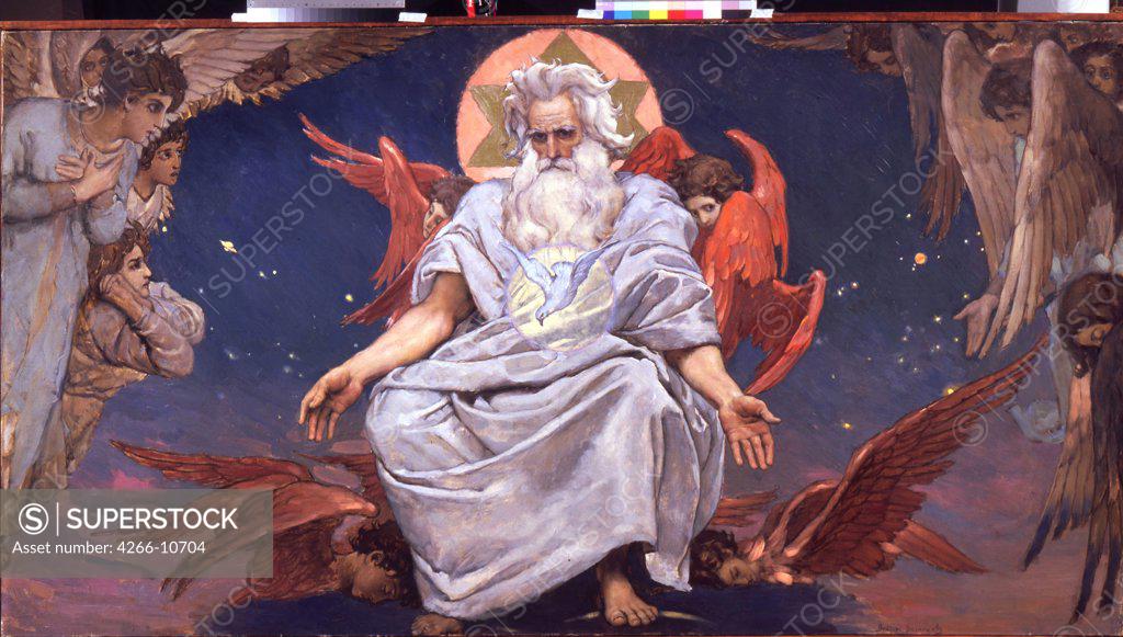 Stock Photo: 4266-10704 Kingdom of God by Viktor Mikhaylovich Vasnetsov, Oil on canvas, 1885-1896, 1848-1926, Russia, Moscow, State Tretyakov Gallery, 135x250