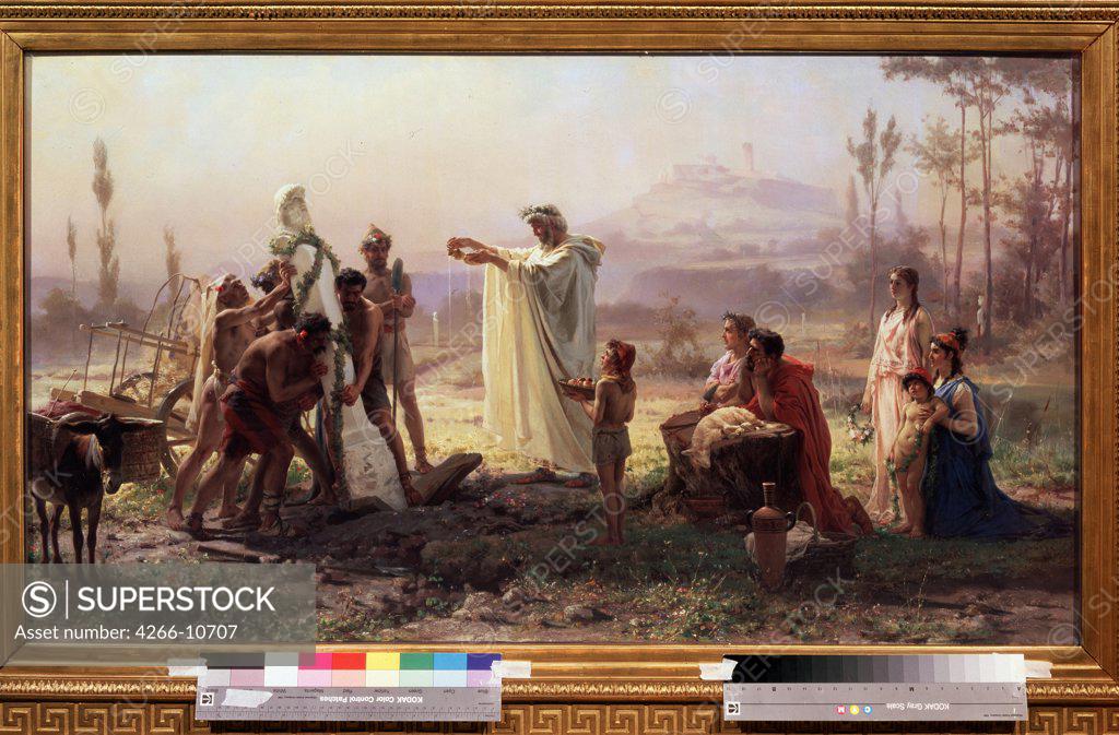 Stock Photo: 4266-10707 Consecration of the Herma by Fyodor Andreyevich Bronnikov, Oil on canvas, 1874, 1827-1902, Russia, Moscow, State Tretyakov Gallery, 70x123, 4