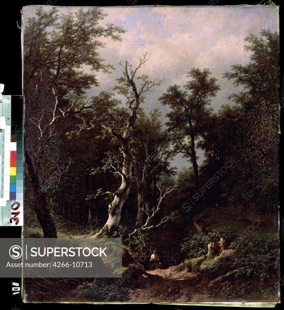 Stock Photo: 4266-10713 Forest landscape by Remigius Adrianus van Haanen, Oil on canvas, 1874, 1812-1894, Russia, Sevastopol, M. Kroshitsky Art Museum