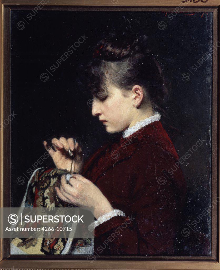 Stock Photo: 4266-10715 Portrait of young woman by unknown artist, Russia, Moscow, State Tretyakov Gallery, 68, 5x53, 5