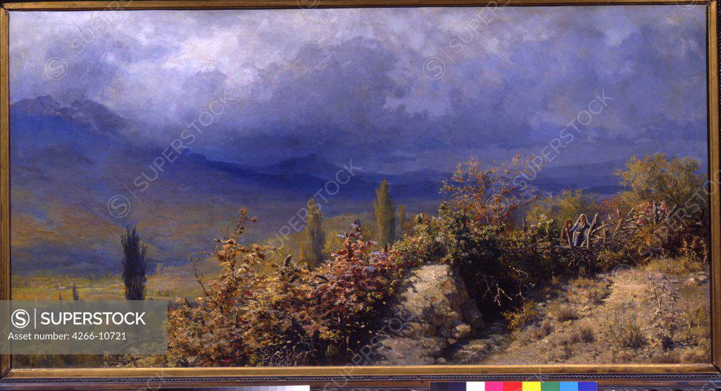 Stock Photo: 4266-10721 Landscape by Grigori Grigoryevich Myasoedov, Oil on canvas, 1884, 1834-1911, Russia, Moscow, State Tretyakov Gallery, 80x156, 5