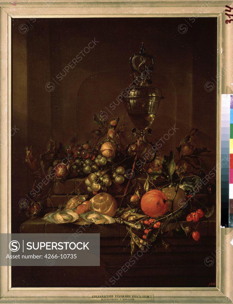 Stock Photo: 4266-10735 Still life by Cornelis de Heem, Oil on canvas, 1680s, 1631-1695, Russia, Moscow, State A. Pushkin Museum of Fine Arts, 74x56