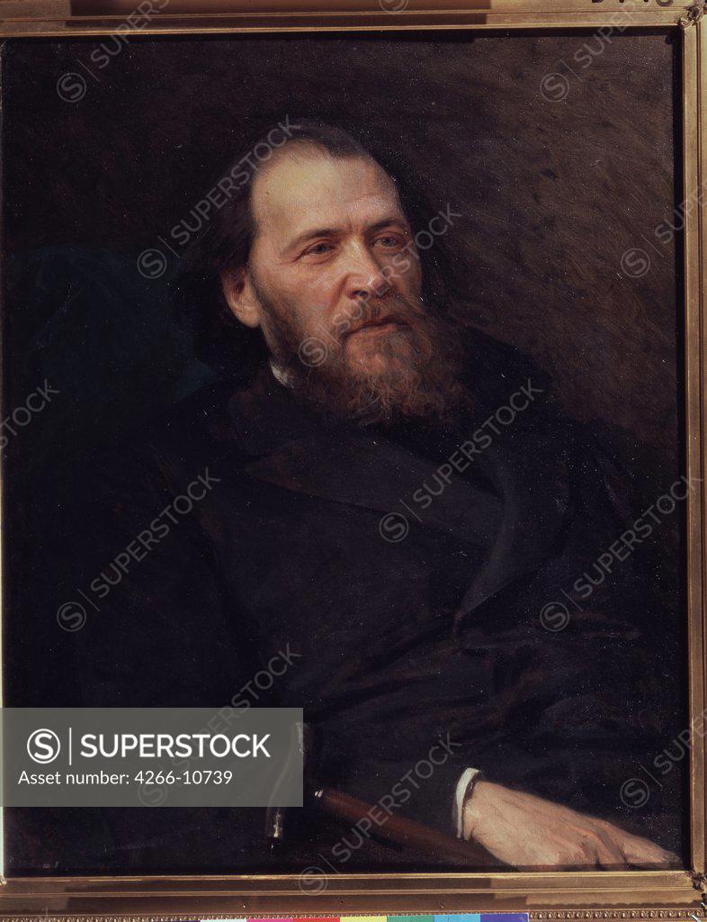 Stock Photo: 4266-10739 Yakov Polonsky by Ivan Nikolayevich Kramskoi, Oil on canvas, 1875, 1837-1887, Russia, Moscow, State Tretyakov Gallery, 73, 8x59, 2