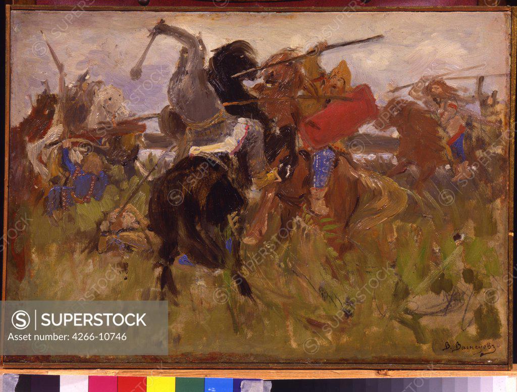 Stock Photo: 4266-10746 Battle by Viktor Mikhaylovich Vasnetsov, oil on canvas, 1879, 1848-1926, Russia, Moscow , State Tretyakov Gallery, 27, 2x39, 4