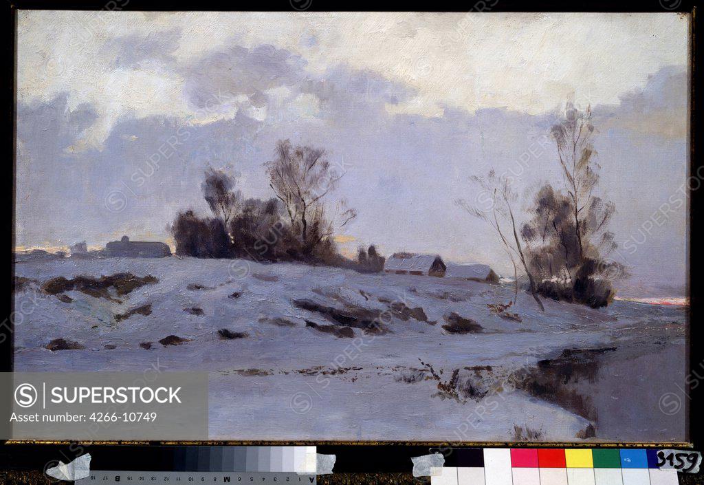 Stock Photo: 4266-10749 Winter scene by Ivan Ivanovich Yendogurov, oil on canvas, 1861-1898, Russia, Moscow , State Tretyakov Gallery, 38, 2x58
