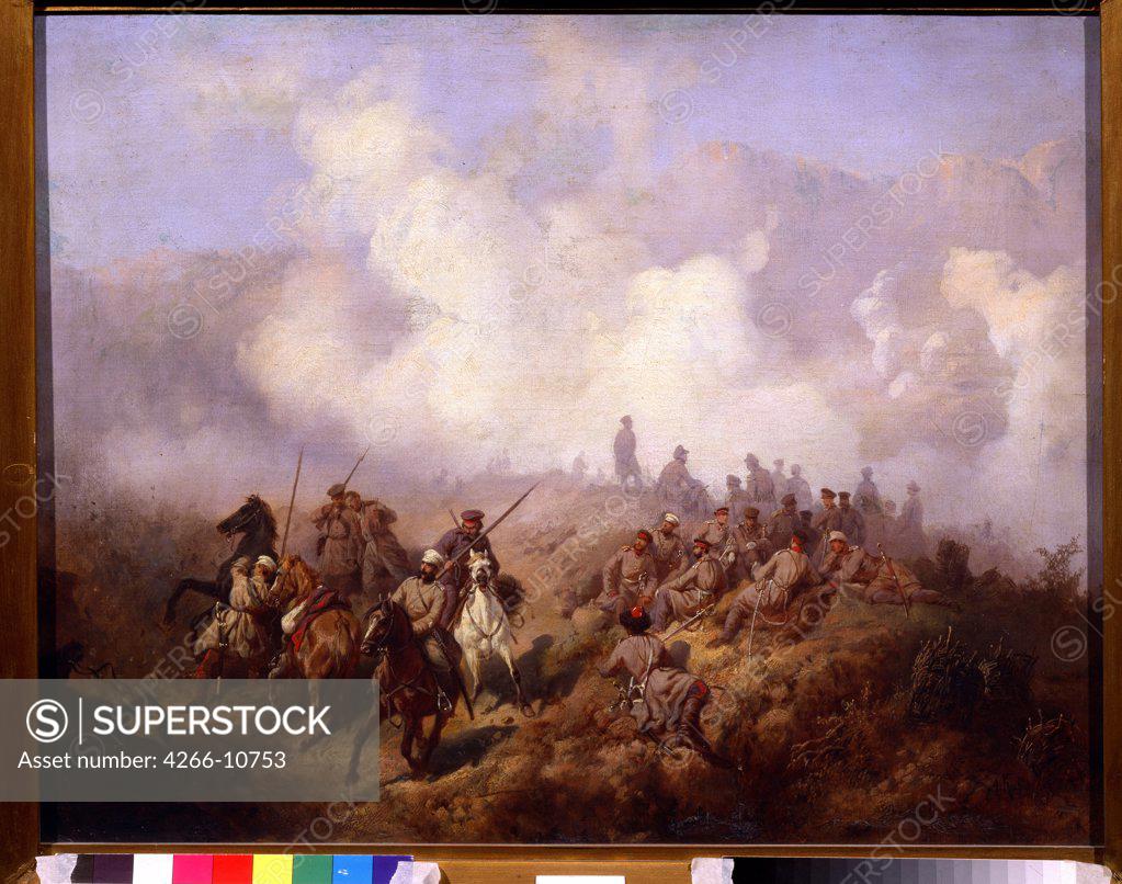 Stock Photo: 4266-10753 Battle by Alexei Danilovich Kivshenko, oil on canvas , 1870s-1880s, 1851-1895, Russia, Moscow , State Tretyakov Gallery, 48, 5x63, 3