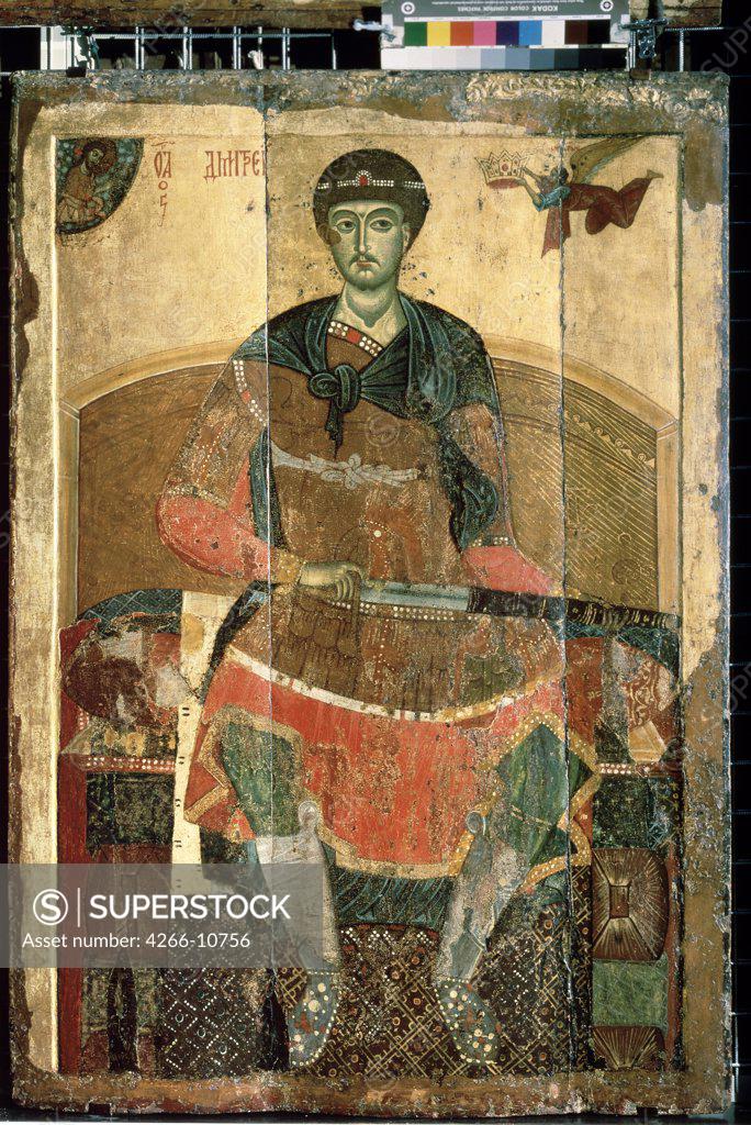 Stock Photo: 4266-10756 Demetrius, Russian icon, tempera on pane, 13th century, Russia, Moscow , State Tretyakov Gallery, 156x108