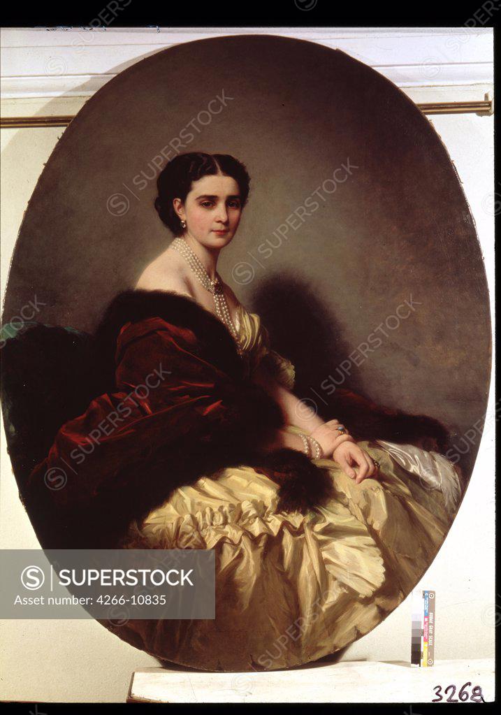 Stock Photo: 4266-10835 Portrait of Maria Antonovna Naryshkina by Franz Xavier Winterhalter, oil on canvas, 1858, 1805-1873, Russia, St. Petersburg , State Hermitage, 150x114