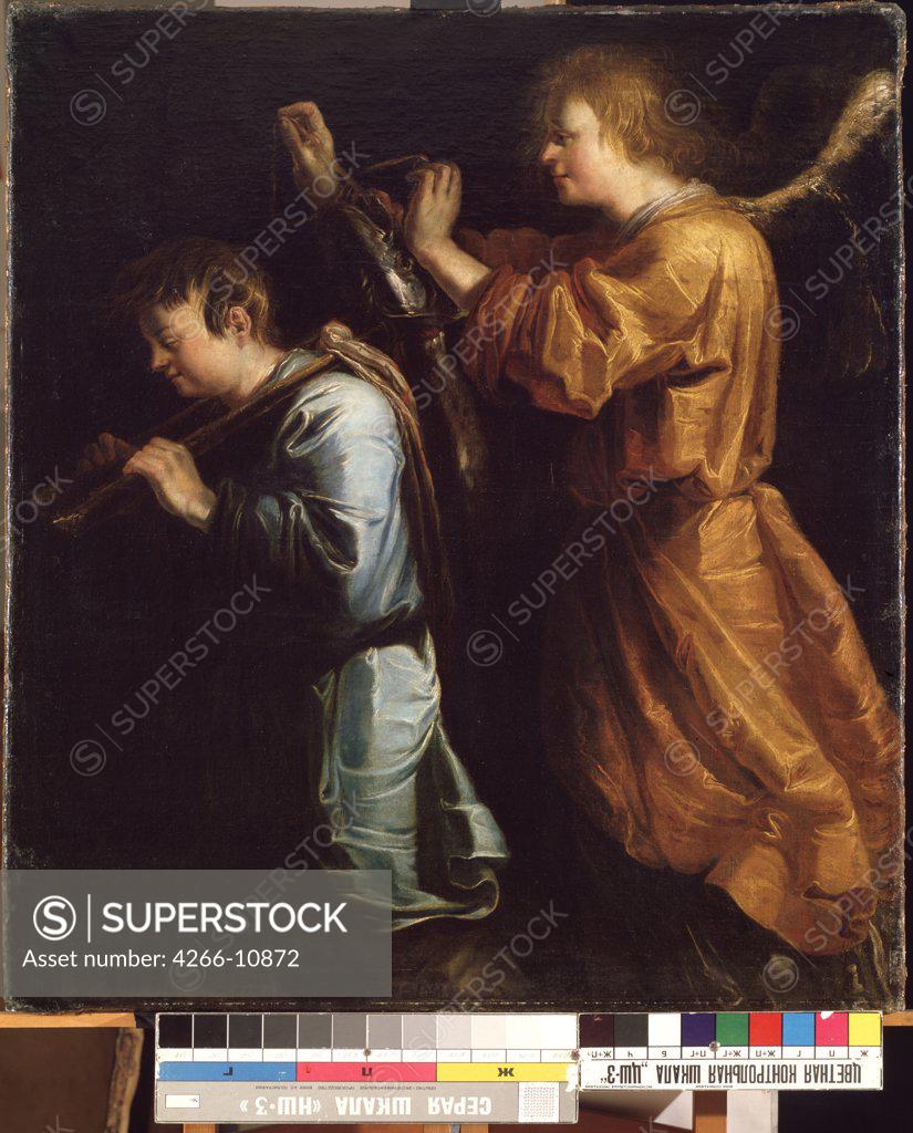 Stock Photo: 4266-10872 Tobias and angel by Jan van de Venne, oil on canvas, before 1600-after 1651, Lithuania, Kaunas , State M. Ciurlionis Art Museum, 119x107