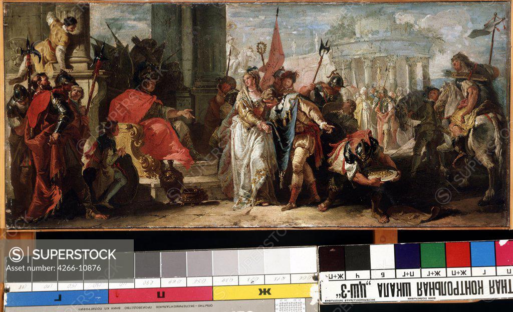 Stock Photo: 4266-10876 King of Wester Numidia by Francesco Fontebasso, oil on canvas, 1709-1769, Lithuania, Kaunas , State M. Ciurlionis Art Museum, 39x79