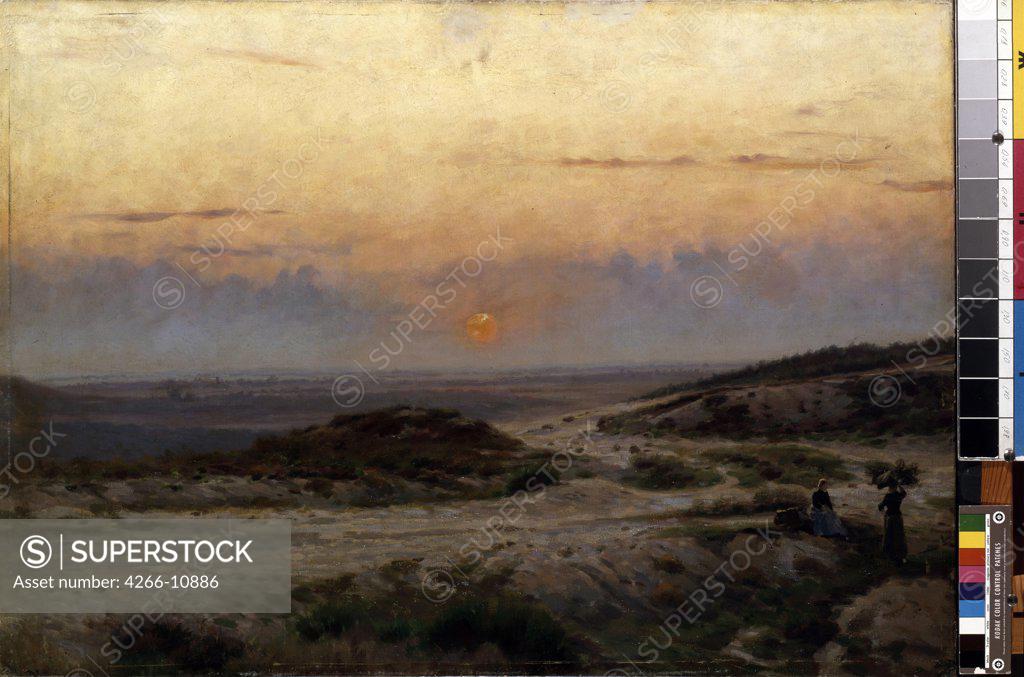 Stock Photo: 4266-10886 Sunset by Carl Emil Lund, oil on canvas, 1855-1928, Lithuania, Kaunas, State M. Ciurlionis Art Museum, 70x99, 5