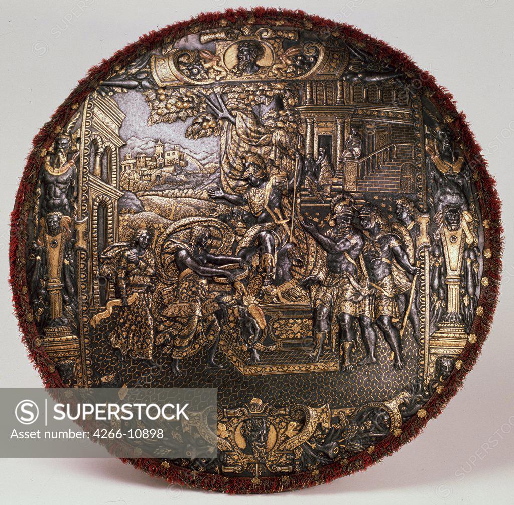 Stock Photo: 4266-10898 Soldiers in lion cloths by Lucio Piccinino , steel, gold and silver inlay, circa 1580, 16th century, Russia, St. Petersburg, State Hermitage, D 57, 2