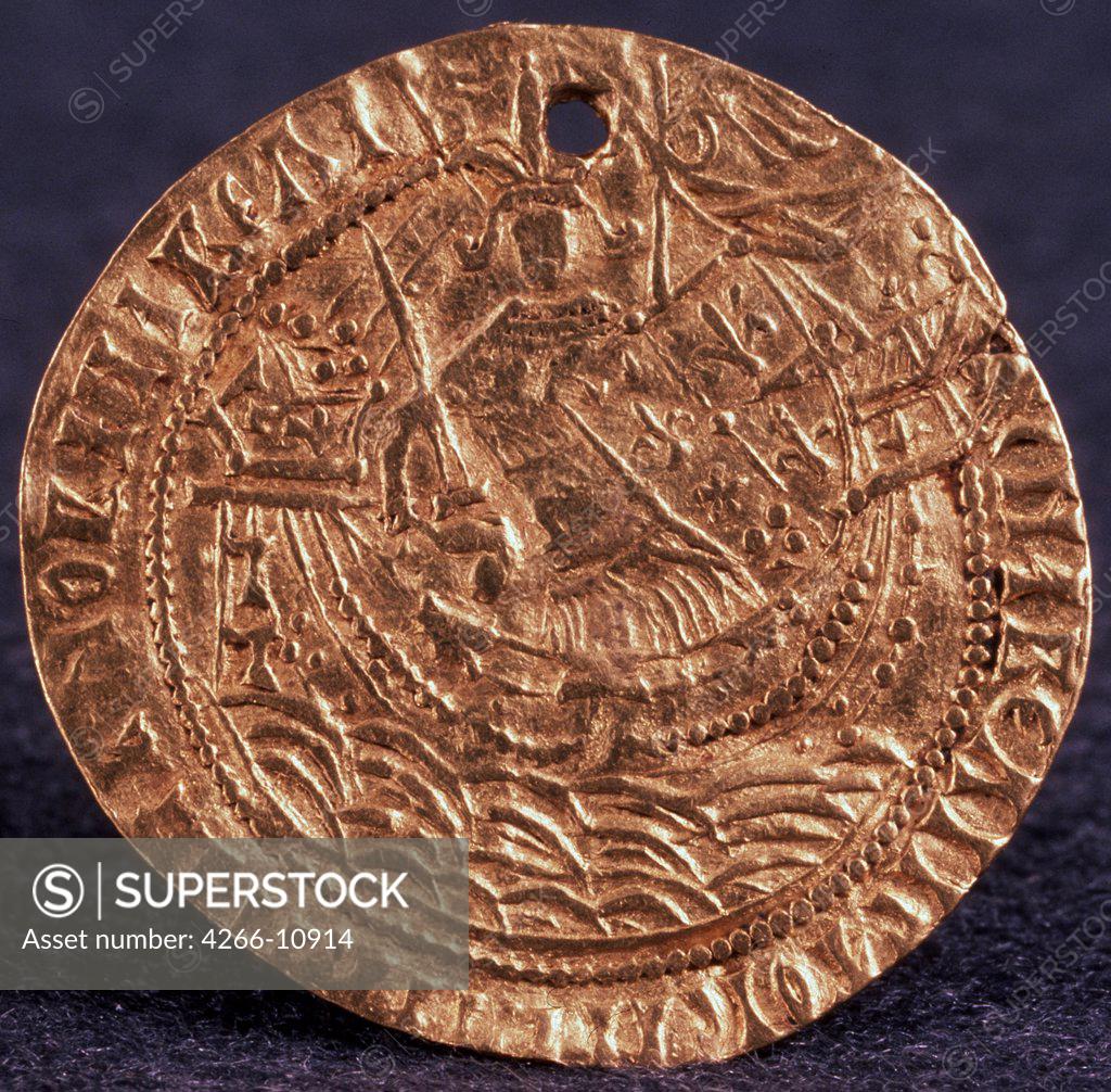 Stock Photo: 4266-10914 Russian coin , gold, 1471-1490, Russia, St. Petersburg, State Hermitage, D 3, 3