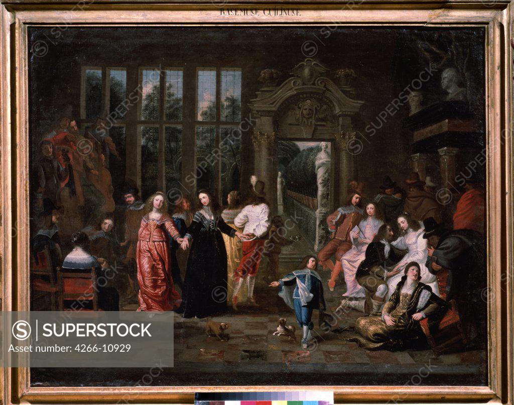 Stock Photo: 4266-10929 Court entertainment by Hieronymus Janssens, oil on canvas, 1650s, 1624-1693, Russia, Moscow, Museum Palace Theatre Ostankino, 92x118