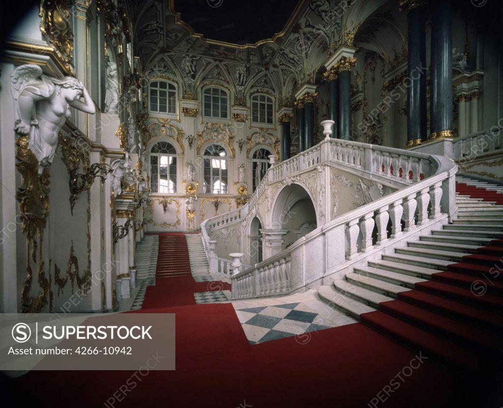 Stock Photo: 4266-10942 Staircase in Winter Palace by Bartolomeo Francesco Rastrelli, 1756-1761, 1700-1771, Russia, St Petersburg, State Hermitage