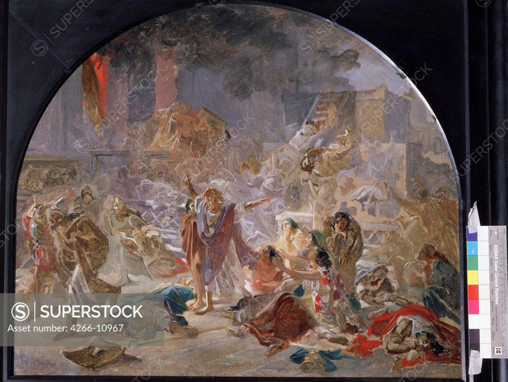 Stock Photo: 4266-10967 Destruction of Jerusalem temple by Nikolai Nikolayevich Ge, oil on canvas, 1859, 1831-1894, Russia, Moscow, State Tretyakov Gallery, 61, 7x75