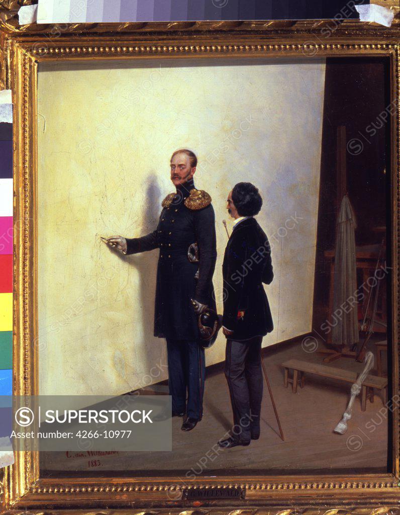 Stock Photo: 4266-10977 Nicholas I by Gottfried (Bogdan Pavlovich) Willewalde, oil on canvas, 1883, 1818-1903, Russia, Moscow, State Tretyakov Gallery, 46, 7x40, 7