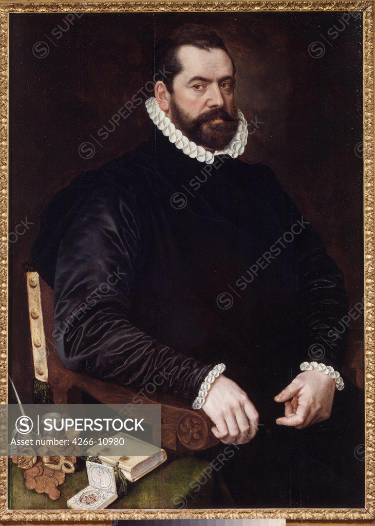Stock Photo: 4266-10980 Portrait of noble man by Adriaen Tomasz Key, oil on wood, 1573, 1544-1589, Russia, Moscow, State Pushkin Museum of Fine Arts, 101, 5x72, 5