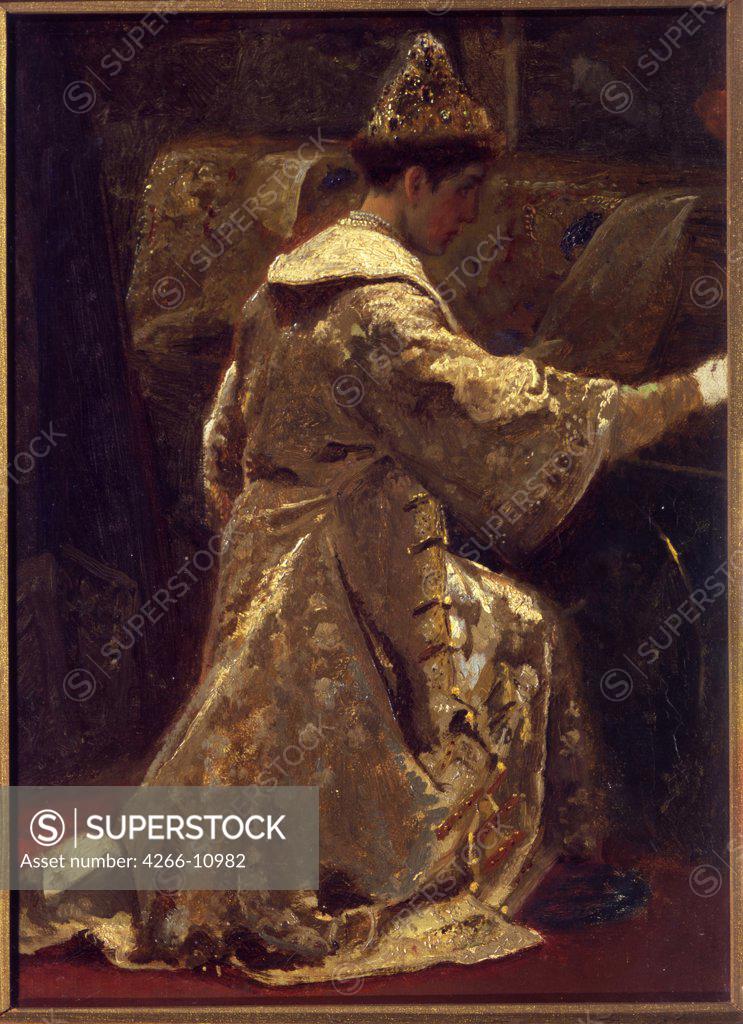Stock Photo: 4266-10982 Kneeling tsar by Alexander Dmitrievich Litovchenko, oil on canvas, 1886, 1835-1890, Russia, Moscow, State Tretyakov Gallery, 46, 2x32, 3