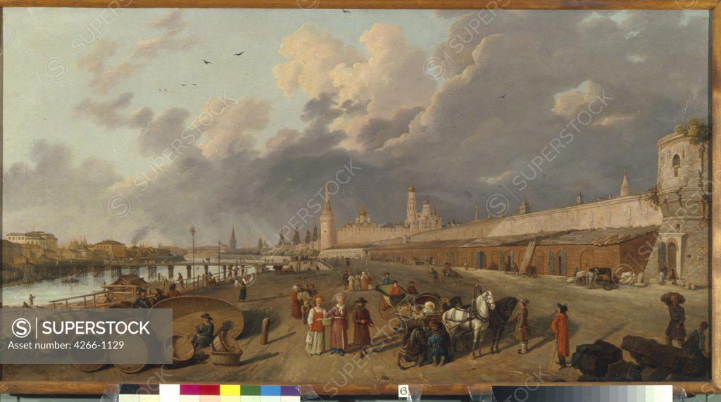 Stock Photo: 4266-1129 People on street, painting, State Russian Museum, St. Petersburg 73x141
