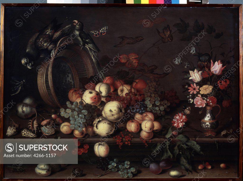 Stock Photo: 4266-1157 Still Life with Fruits by Balthasar van der Ast, Oil on wood, 1620s, 1593/4-1657, Russia, St. Petersburg, State Hermitage, 75x104