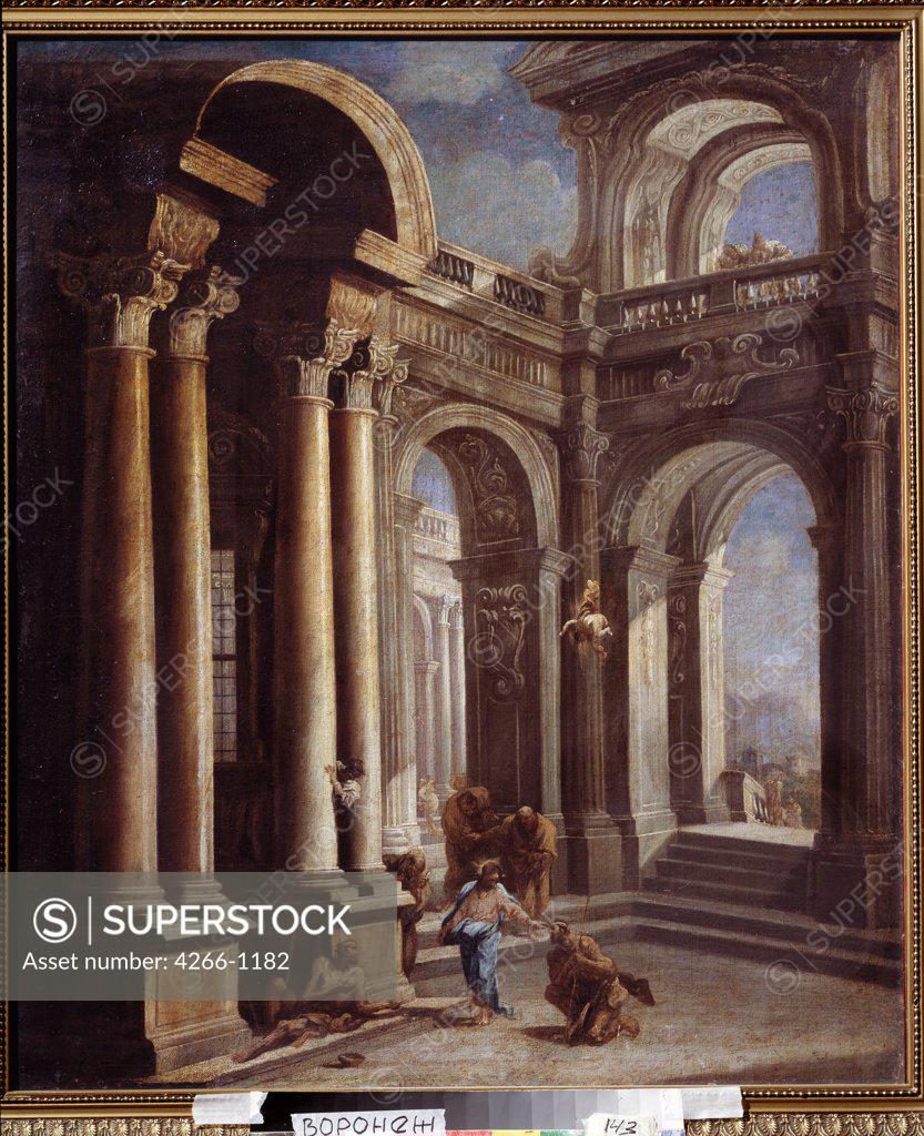 Stock Photo: 4266-1182 Jesus with beggars, Sebastiano Ricci, Oil on canvas, 1659-1734, Russia, Voronezh, Regional I. Kramskoi Art Museum