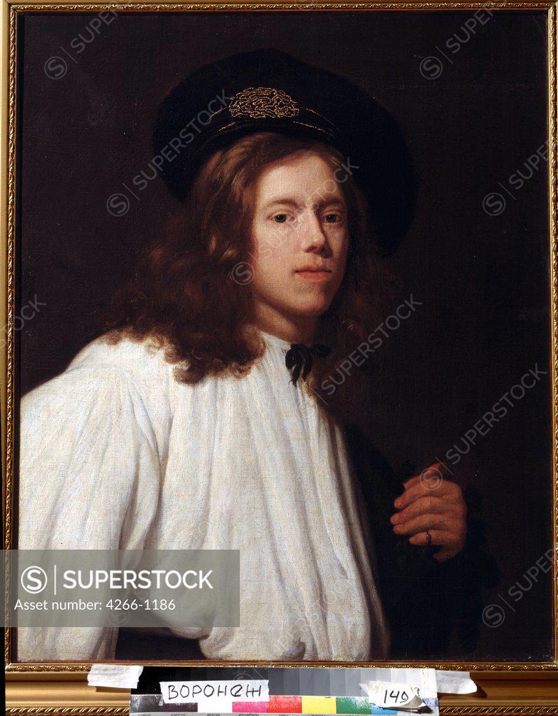 Stock Photo: 4266-1186 Portrait of young man by Samuel Dirksz van Hoogstraten, Oil on canvas, 1627-1678, 17th Century, Russia, Voronezh, Regional I. Kramskoi Art Museum