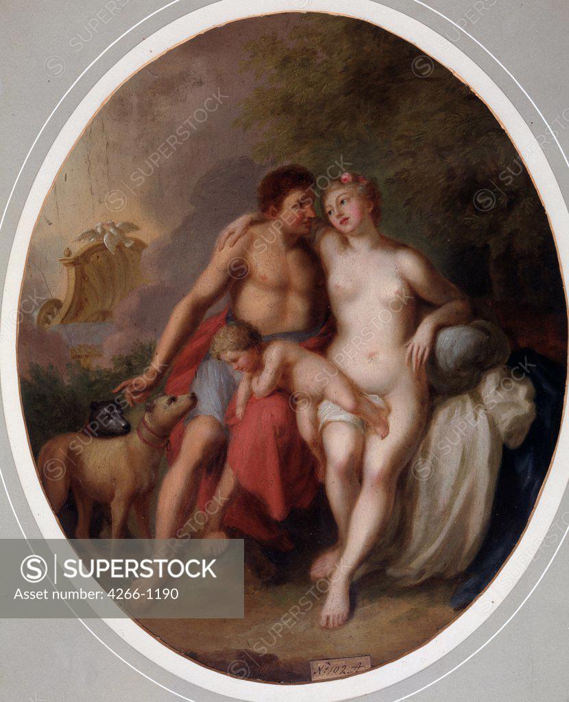 Stock Photo: 4266-1190 Tranquil scene with Aphrodite and Adonis by Johann Heinrich Wilhelm Tischbein, Oil on canvas, 1751-1829, 18th century, Russia, Voronezh, Regional I. Kramskoi Art Museum