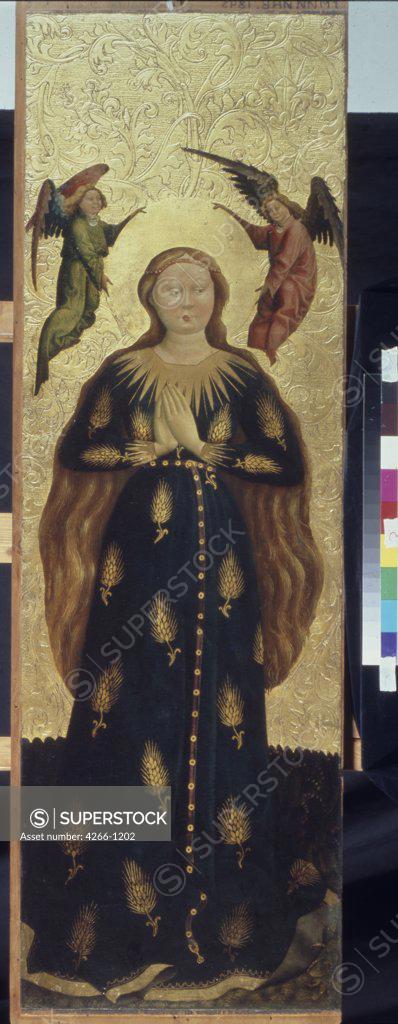 Stock Photo: 4266-1202 Virgin Mary by Austrian master, Tempera on panel, circa 1440-1450, 15th century, Russia, Moscow, State A. Pushkin Museum of Fine Arts, 124x40