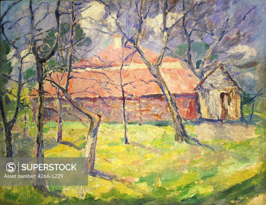 Stock Photo: 4266-1229 Ukrainian Landscape by Kasimir Severinovich Malevich, oil on canvas, 1930, 1878-1935, Russia, Moscow, State Tretyakov Gallery, 48, 5x68, 5