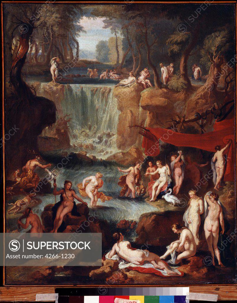 Stock Photo: 4266-1230 Waterfall by Georg Kaspar von Prenner, oil on canvas, 1743, 1720-1766, Russia, Moscow, State A. Pushkin Museum of Fine Arts, 75, 5x62