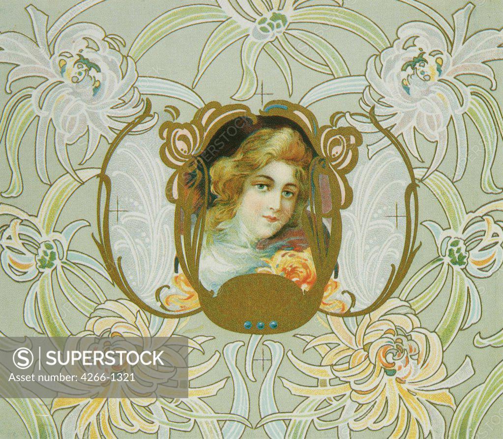 Stock Photo: 4266-1321 Cosmetic advertisement by Anonymous, colour lithograph, 1900, Russia, Moscow, State History Museum, 17x19