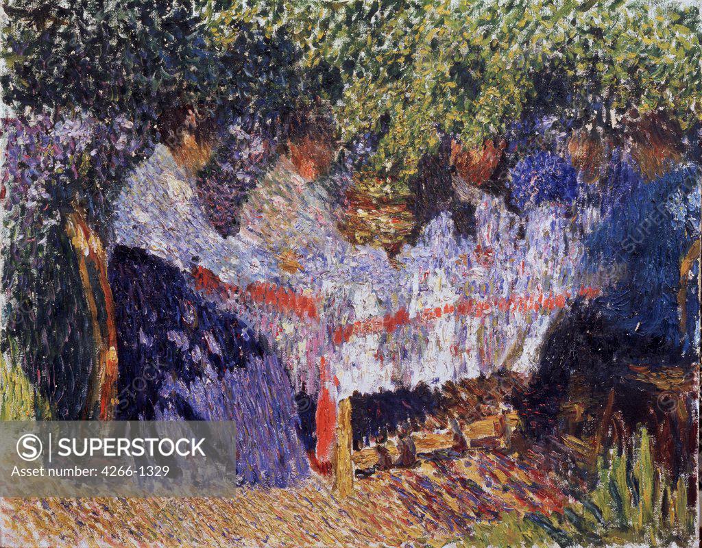 Stock Photo: 4266-1329 People drinking tea by Igor Emmanuilovich Grabar, oil on canvas, 1904, 1871-1960, Russia, Ivanovo, State Art Museum, 79x101