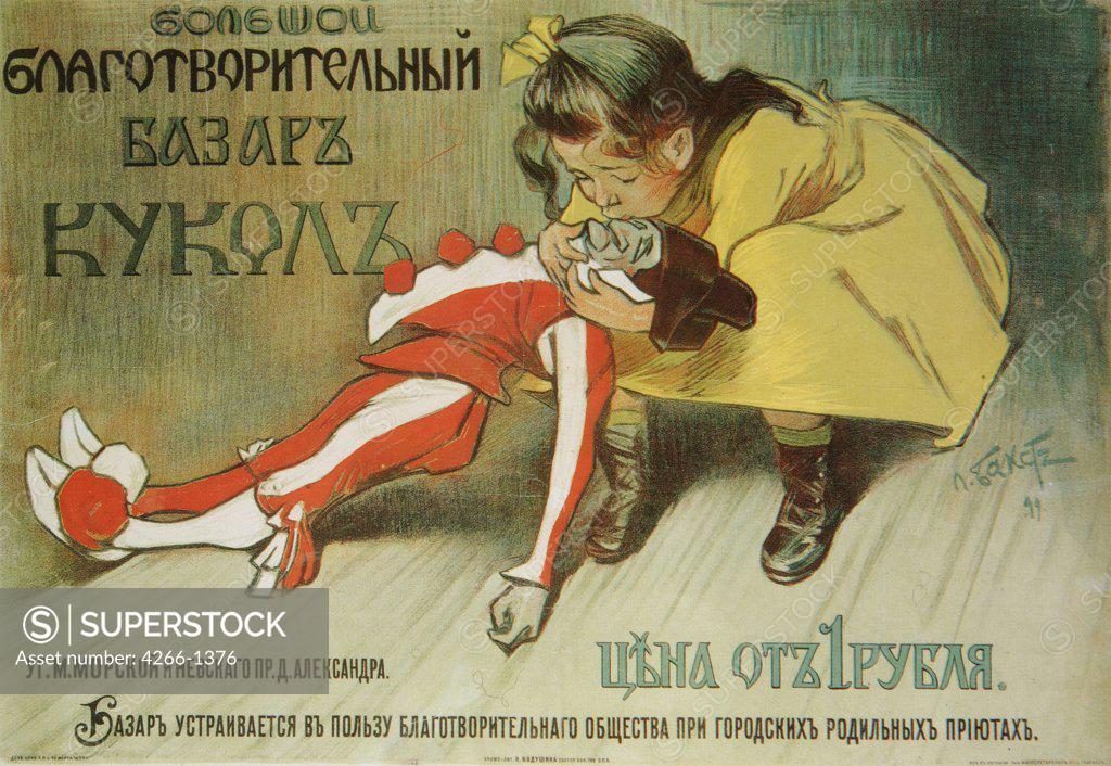 Stock Photo: 4266-1376 Russian Poster and Graphic design by Leon Bakst, Color lithograph, 1899, 1866-1924, Russia, Moscow, Russian Master State History Museum, 70x102