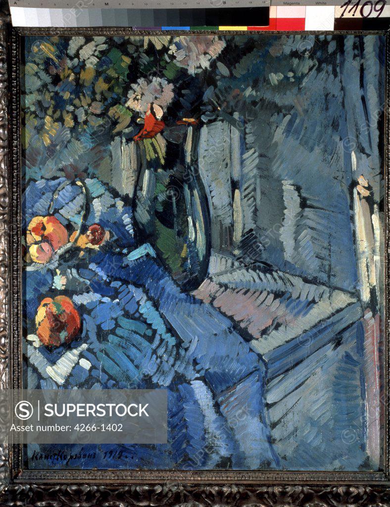 Stock Photo: 4266-1402 Still life painting by Konstantin Alexeyevich Korovin, Tempera on cardboard, 1919, 1861-1939, Private Collection, 62x52