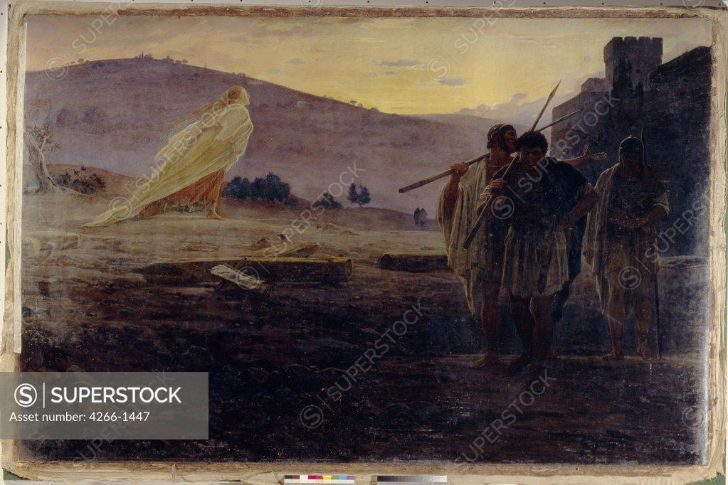 Stock Photo: 4266-1447 Resurrection of Jesus Christ, Nikolai Nikolayevich Ge, Oil on canvas, 1867, 1831-1894, Russia, Moscow, State Tretyakov Gallery, 229x352