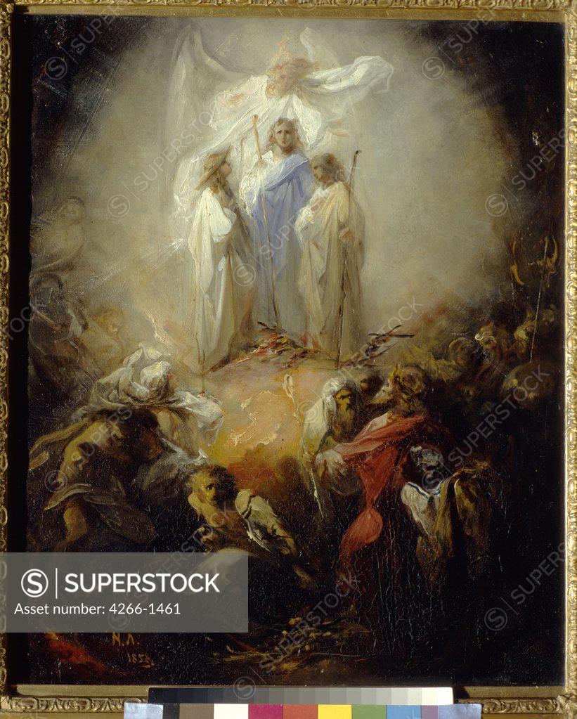 Stock Photo: 4266-1461 Resurrection of Jesus Christ, Nikolai Petrovich Lomtev, Oil on canvas, 1858, 1816-1859, Russia, Moscow, State Tretyakov Gallery, 45, 6x37, 8