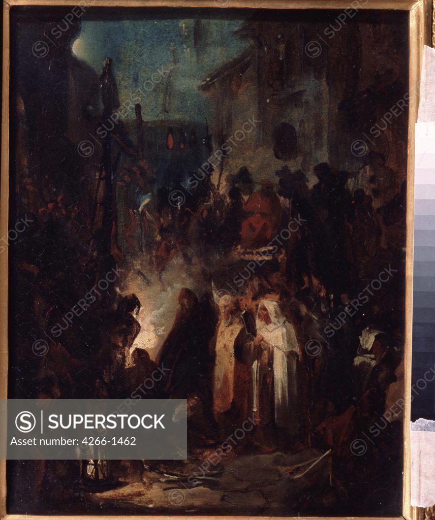 Stock Photo: 4266-1462 Inquisition pyre by unknown painter, Russia, Moscow, State Tretyakov Gallery, 35, 4x25, 3