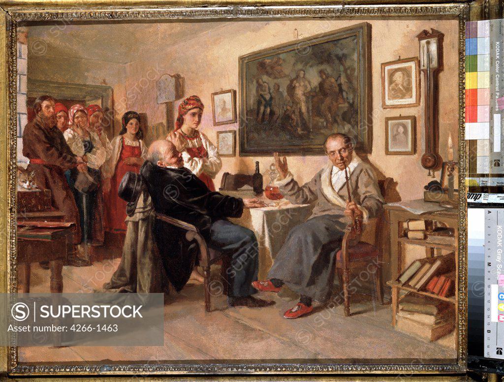 Stock Photo: 4266-1463 Auction Sale by Nikolai Vasilyevich Nevrev, Oil on canvas, 1866, 1830-1904, Russia, Moscow, State Tretyakov Gallery, 48, 3x61, 3