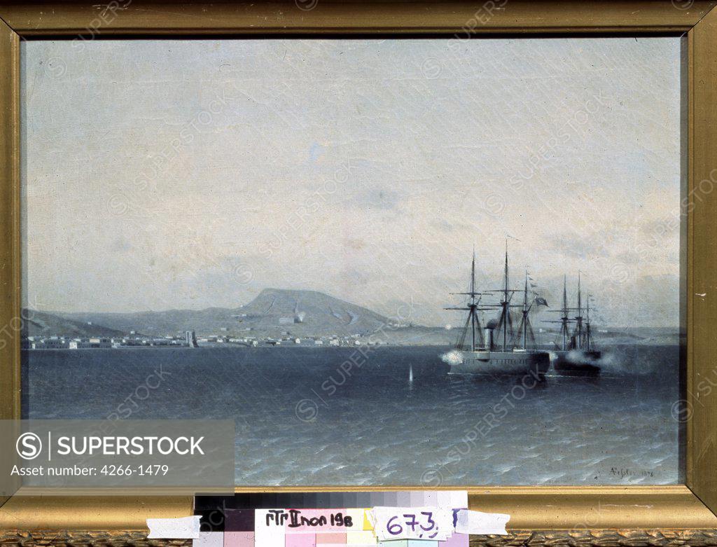 Stock Photo: 4266-1479 Naval Battle by Adolf Fessler, oil on canvas, 1878, 1826-1885, Russia, Moscow, State Tretyakov Gallery, 35x51
