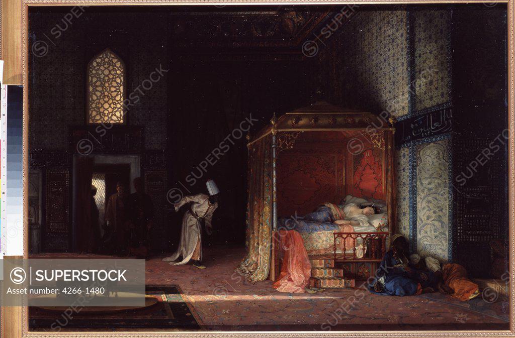 Stock Photo: 4266-1480 Harem by Stanislav Khlebovsky, oil on canvas, 1860s, 1835-1884, Russia, Moscow, State Tretyakov Gallery, 68x100