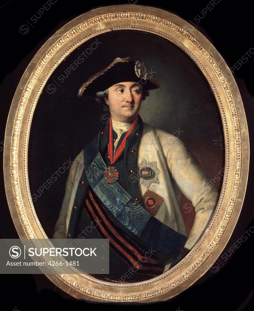 Stock Photo: 4266-1481 Portrait of man in military uniform by Carl Ludwig Johann Christineck, oil on canvas, 1779, 1732/3-1792/4, Russia, Moscow, State Tretyakov Gallery, 103x80, 4