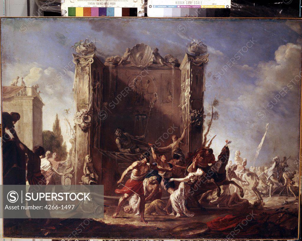 Stock Photo: 4266-1497 Battle by Johann Heinrich Schoenfeld, oil on canvas, 1630-1640, 1609-1684, Russia, St. Petersburg, State Hermitage, 98, 5x134